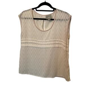 MAEVE by Anthropologie Cream Sheer Sleeveless Top Blouse